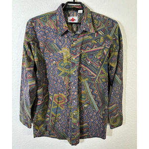 Vintage MWG Western Shirt Mens XXL Pearl Snap Southwest Made in Canada‎ Cotton